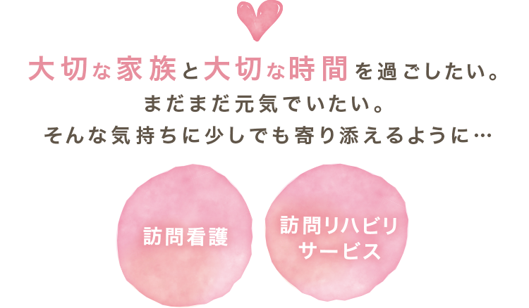 大切な家族と大切な時間を過ごしたい。まだまだ元気でいたい。そんな気持ちに少しでも寄り添えるように・・・